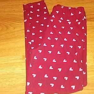 Red with Baby Pink Heart LLR OS Leggings